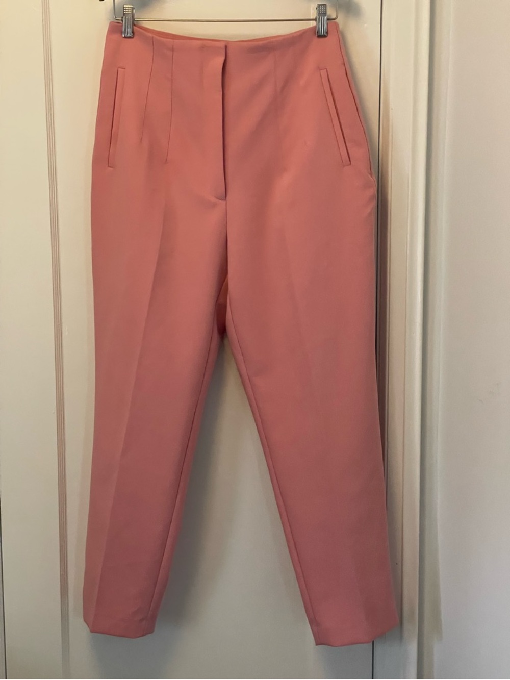 Zara Rose-Pink High-Waisted Straight Leg Tailored Pants